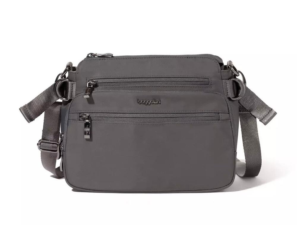 Baggallini Marais RFID Crossbody Travel Bag Organizer Purse Gray Nylon